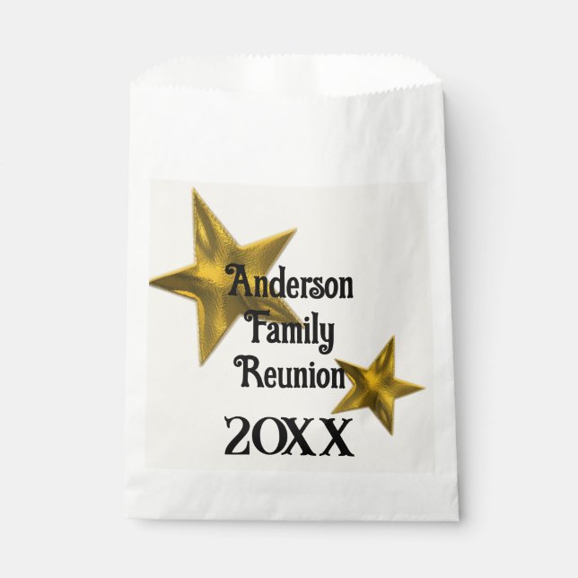 Family Reunion Minimalist Gold Star Annual Event Favor Bag (Front)