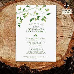 Family Reunion Minimalist Green Family Tree Invitation