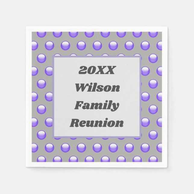 Family Reunion Modern Blue and Gray Polka Dot Napkins (Front)