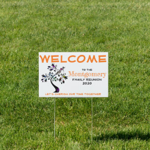 Family Reunion Modern Colorful Tree Welcome Sign
