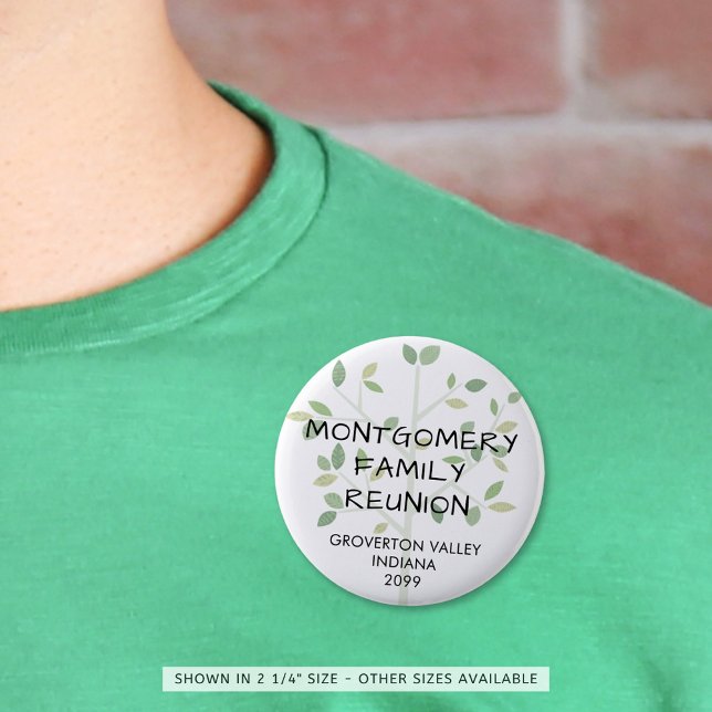 Family Reunion Modern Family Tree Personalized Button (Creator Uploaded)