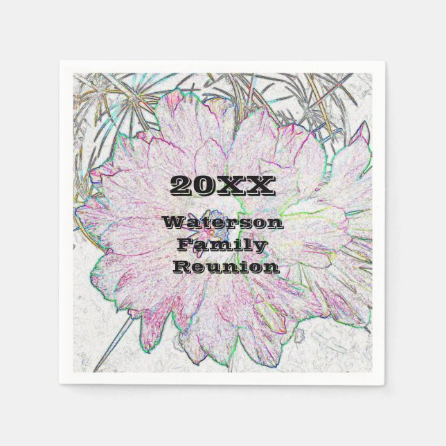 Family Reunion Modern Floral Artistic Flower Napkins (Front)