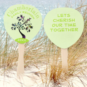 Family Reunion Modern Multicolor Floral Tree Hand Fan
