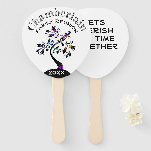 Family Reunion Modern Multicolor Floral Tree Hand Fan