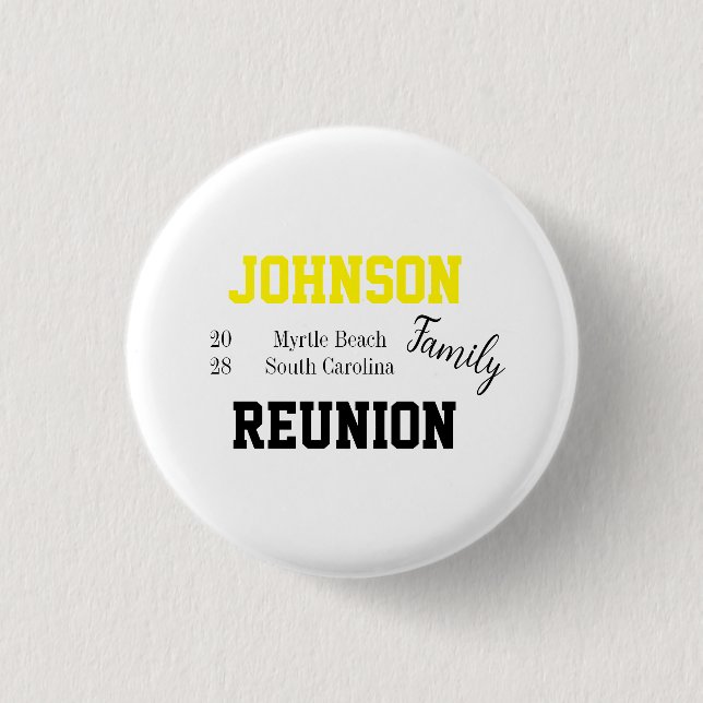 Family Reunion Modern Party Button (Front)