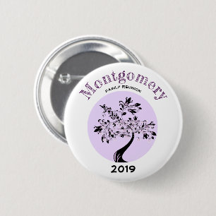 Family Reunion Modern Purple Tree Artwork Memento Button
