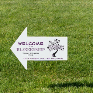 Family Reunion Modern Tree Art 1 Sided Directional Sign