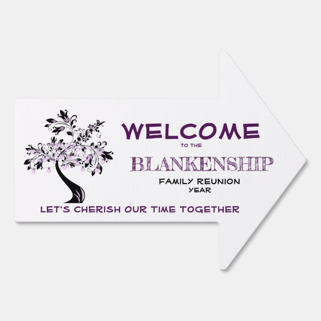 Family Reunion Modern Tree Art 1 Sided Directional Sign (Back)