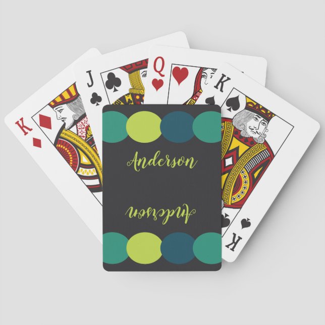 Family Reunion Monogram Colorful Abstract Poker Cards (Back)