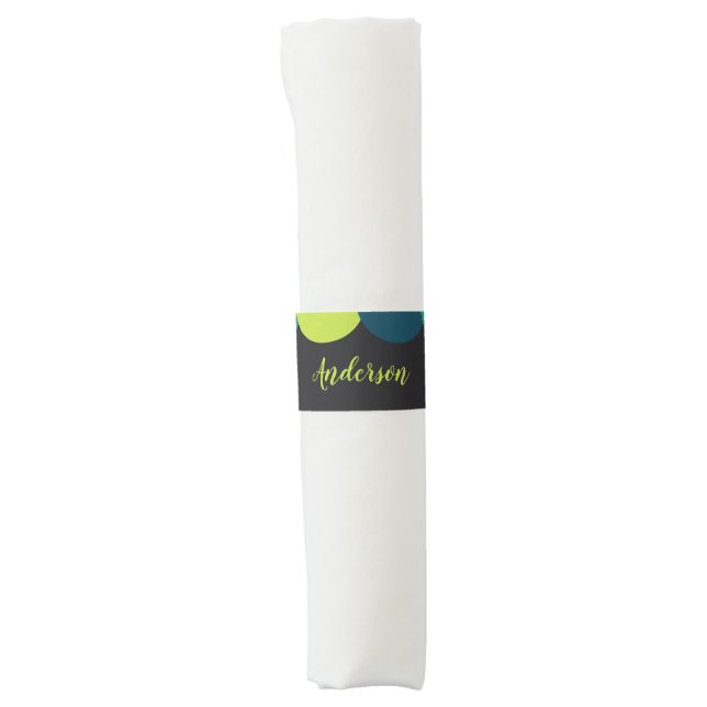 Family Reunion Monogram Modern Colorful Napkin Bands (Front)