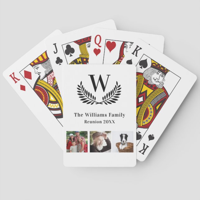 Family reunion monogram name photo poker cards (Back)