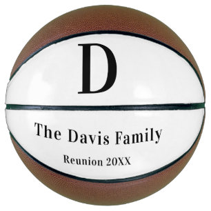 Family reunion monogram name simple basketball