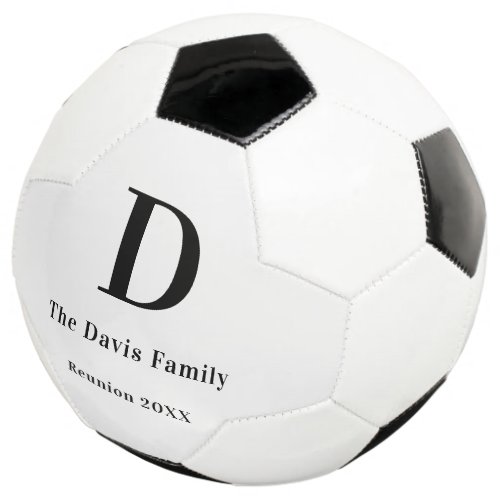 Family reunion monogram name simple soccer ball