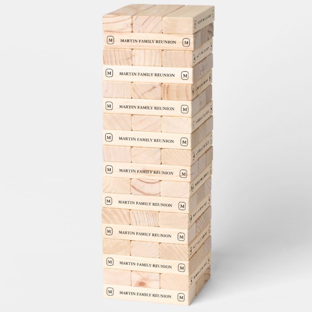 Family Reunion Monogram Name Topple Tower (Assembled)