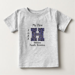 Family Reunion Mosaic Letter H Last Name Monogram Baby T-Shirt