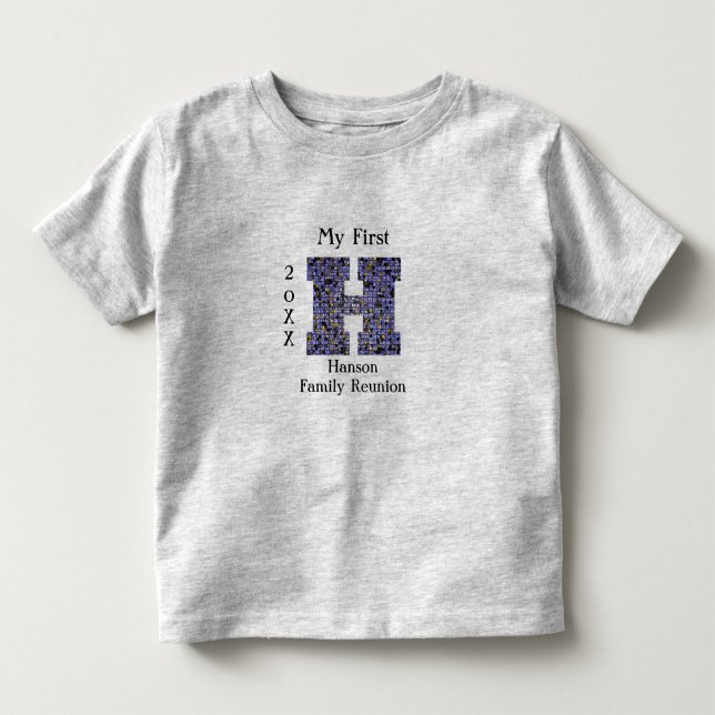 Family Reunion Mosaic Letter H Last Name Monogram Toddler T-shirt (Front)
