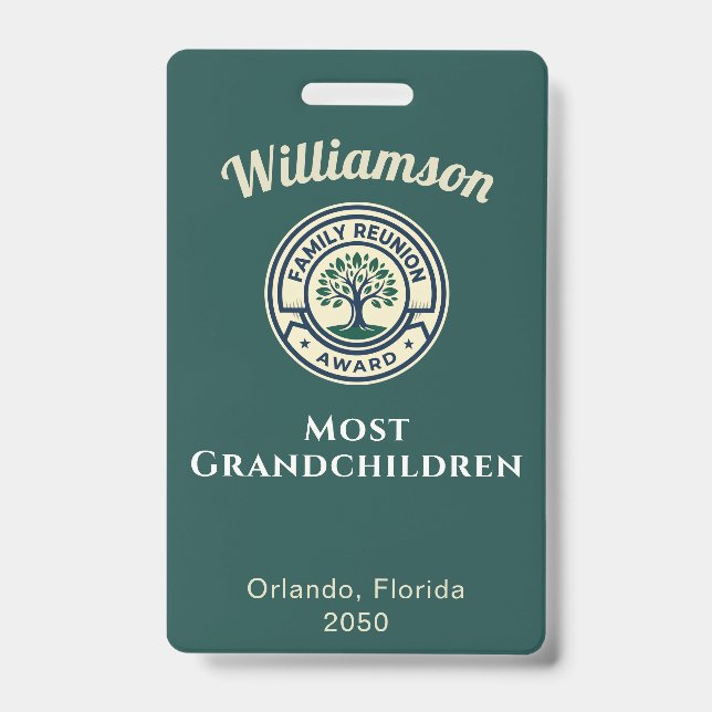 Family Reunion Most Grandchildren Award Badge (Front)