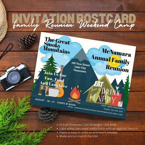 Family Reunion Mountain Camp Invitation Postcard