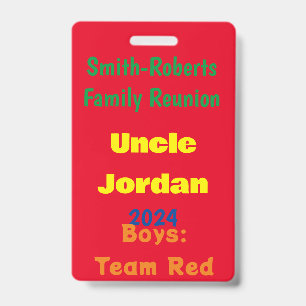 Family Reunion Name Card  Badge