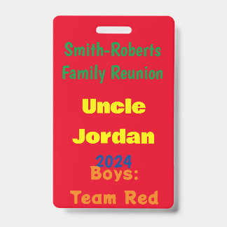 Family Reunion Name Card  Badge