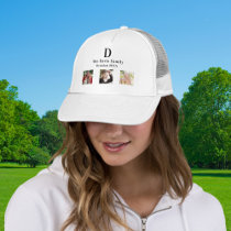 Family reunion name monogram photo collage trucker hat