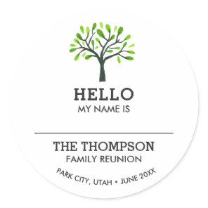 Family Reunion Name Tag Hello Family Tree Custom