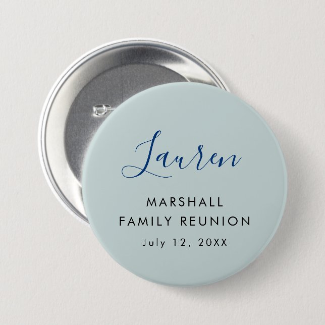 Family Reunion Name Tag, Minimalist Button (Front & Back)