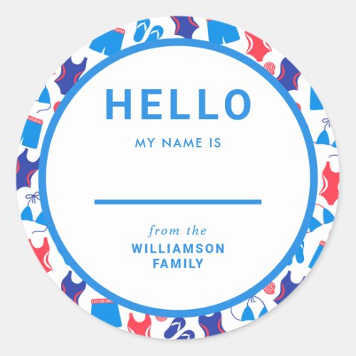 Family Reunion Name Tag Summer Red White Blue