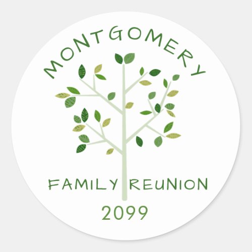 Family Reunion Name Year Family Tree Classic Round Sticker