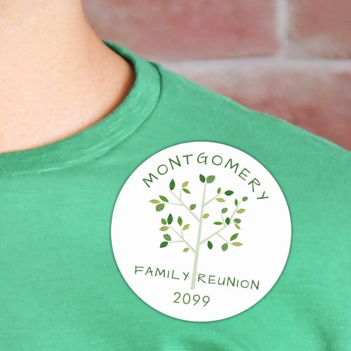 Family Reunion Name Year Green Tree Classic Round Sticker