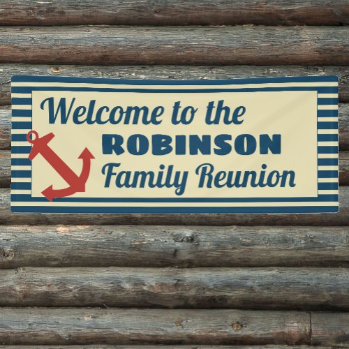 Family Reunion nautical anchor and stripes Banner