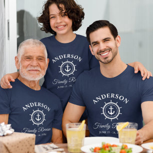 Family Reunion Nautical Anchor Helm Blue Tri-Blend Shirt