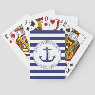 Family Reunion Nautical Anchor Monogram Name Poker Cards