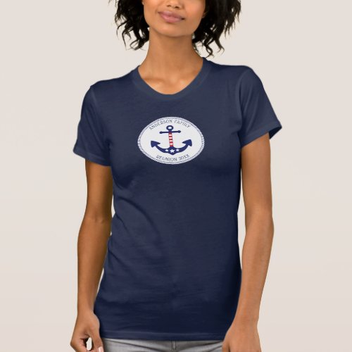 Family Reunion Nautical Anchor Patriotic Monogram T_Shirt
