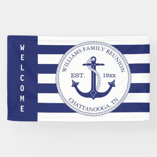 Family Reunion Nautical Anchor Striped Welcome