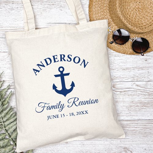 Family Reunion Nautical Navy Blue Anchor Tote Bag
