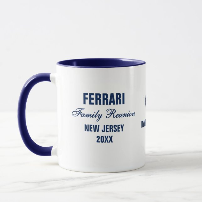 Family Reunion Navy Blue Personalized Mug (Left)