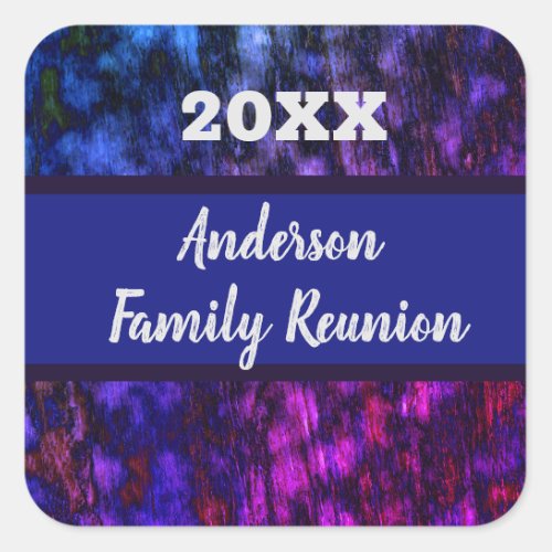 Family Reunion Neon Marbled Swirled Annual Event Square Sticker