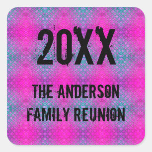 Family Reunion Neon Tie Dye Annual Picnic Square Sticker