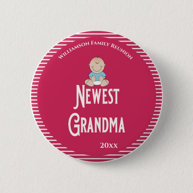 Family Reunion Newest Grandma It's A Boy! Button (Front)