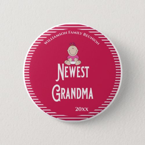 Family Reunion Newest Grandma Its A Girls Button