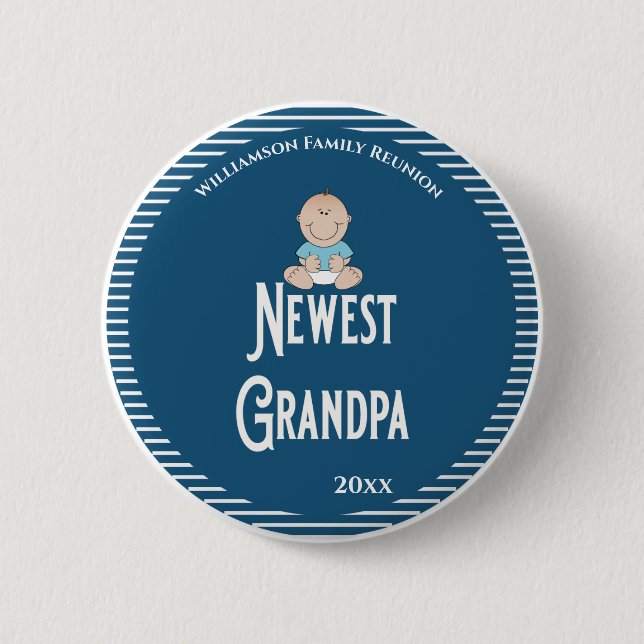 Family Reunion Newest Grandpa It's A Boy! Button (Front)