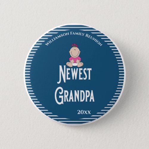Family Reunion Newest Grandpa Its A Girl Button