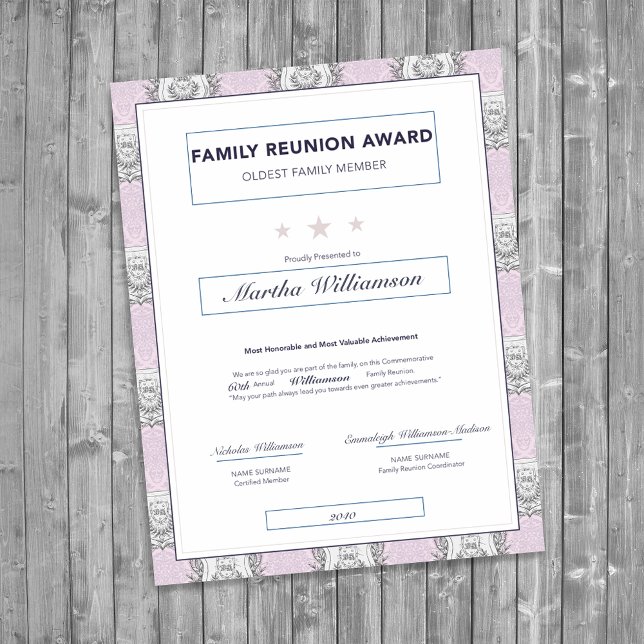 Family Reunion Oldest Award Pink Crest (Creator Uploaded)