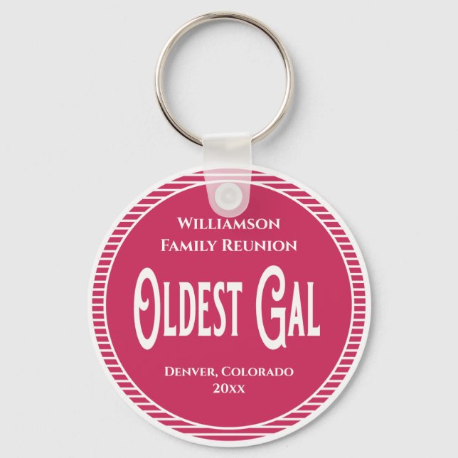 Family Reunion Oldest Gal Award Keychain (Front)