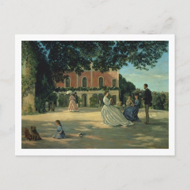 Family Reunion on the Terrace at Meric, 1867 Postcard (Front)