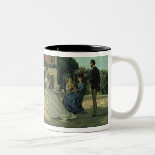 Family Reunion on the Terrace at Meric 1867 Two_Tone Coffee Mug
