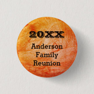 Family Reunion Orange Abstract Autumn Gathering Button