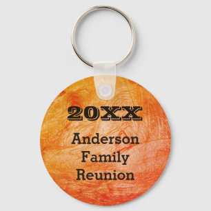 Family Reunion Orange Abstract Autumn Gathering Keychain