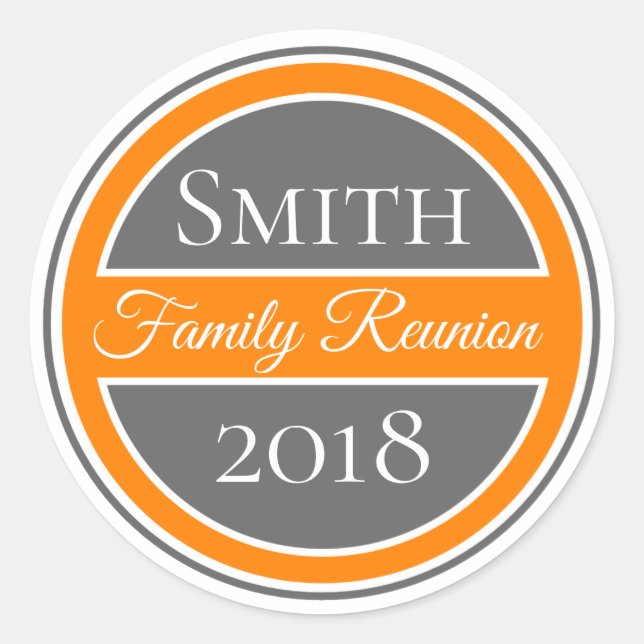 Family Reunion Orange Badge Classic Round Sticker (Front)